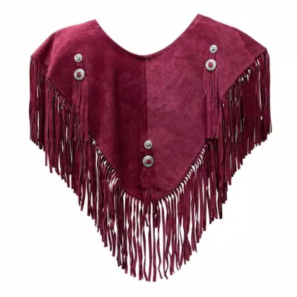 Damen Leder Fransenweste