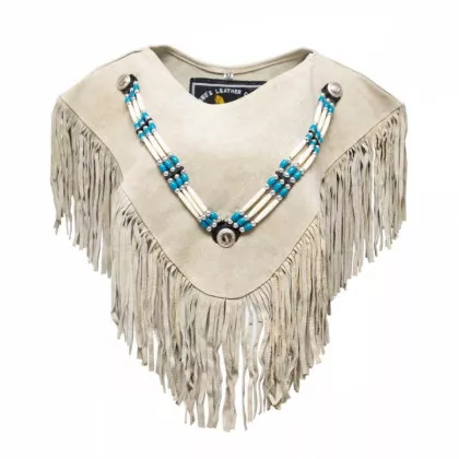 Lederponcho mit Fransen