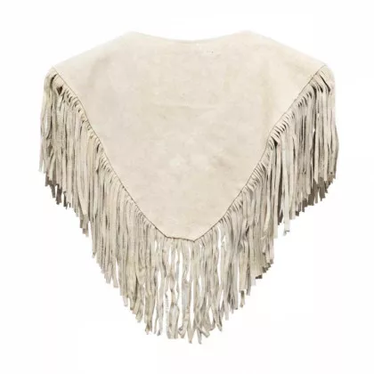 Lederponcho mit Fransen