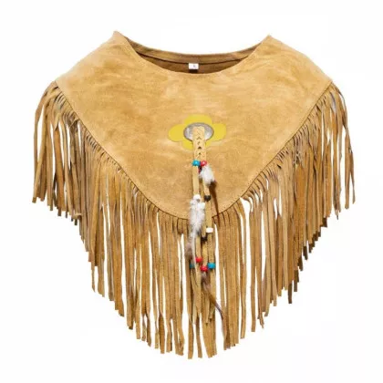Lederponcho mit Gelber Blume