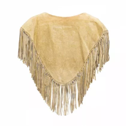 Lederponcho mit Blumenanhänger
