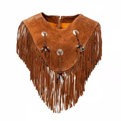 Kurzer Lederponcho mit Fransen