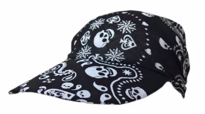 Schwarze Totenkopf-Paisley Sonnenschirm Cap