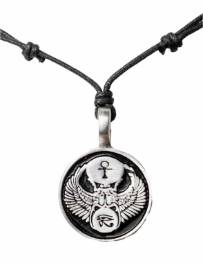 Chain with Ankh Scarab Horus symbol pendant