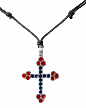 Necklace with blue-red cross