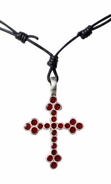 Necklace with red cross pendant