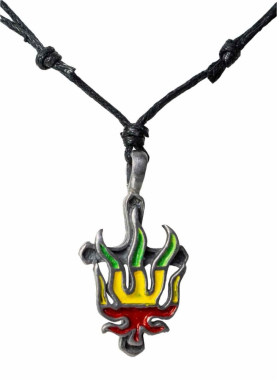 Necklace with hemp leaf in rasta style