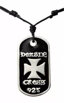 Halskette mit Hundemarken Anhänger Cross 925
