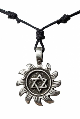 Halskette mit Anhänger Sonne und Pentagramm
