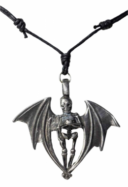 Necklace with flying skeleton pendant