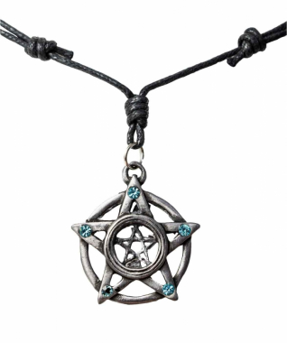 Halskette Pentagramm mit blauen Steinen