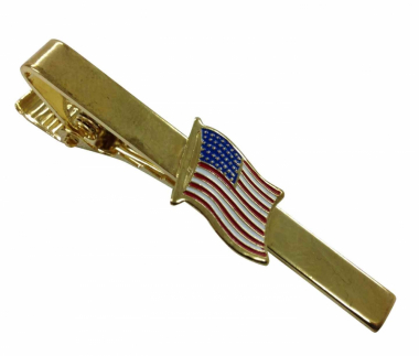 Metal tie clip with USA flag