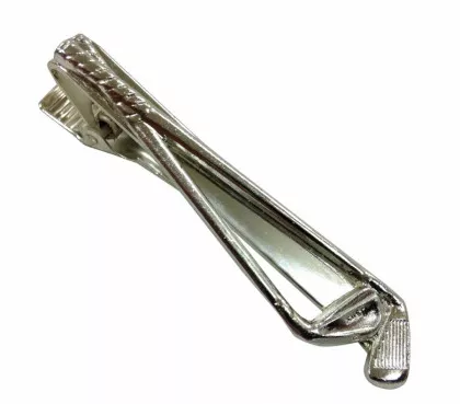 Krawattennadel aus Metall mit Golfschlägern