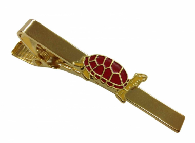 Red Turtle on golden Tie Bar