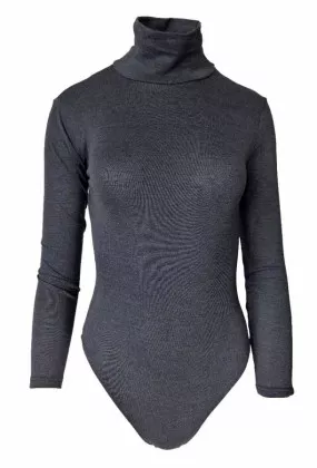 Damenbody Grau mit Rollkragen