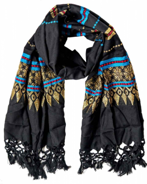 Black scarf with embroidery
