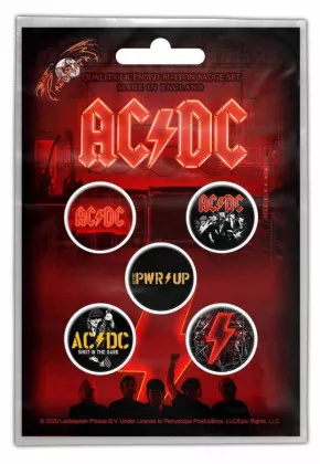 AC/DC PWR UP Button Badge Set