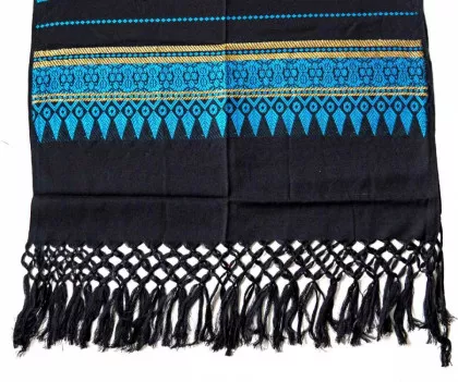 Embroided scarf with fringes