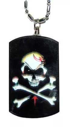 Dog Tag Totenkopf Weiß