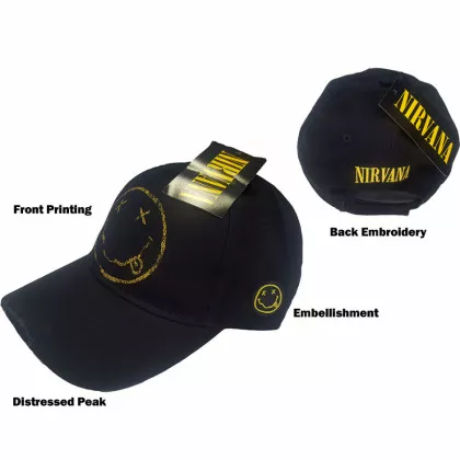 Baseball Cap Nirvana Logo Happy Face - vintage bedruckt