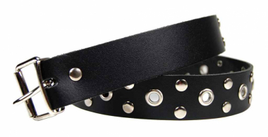 Leather belt with loop & flat studs 4cm width