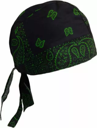 Bandana Kopftuch Schwarz Grün Paisley