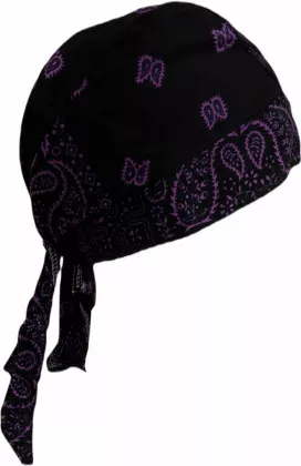 Bandana Kopftuch Schwarz Lila Paisley