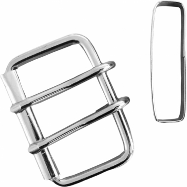 Double Pin Roller buckle 50mm x 31mm iron nickel plated
