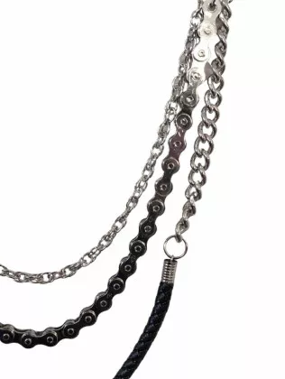 3 row trouser chain black / silver