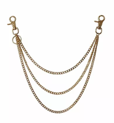 Goldfarbene Metall Hosenkette 3-reihig