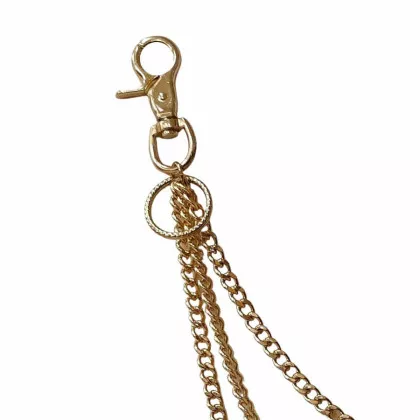 Goldfarbene Metall Hosenkette 3-reihig