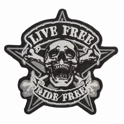 Gestickter Aufnäher | Aufbügler Live Free Ride Free
