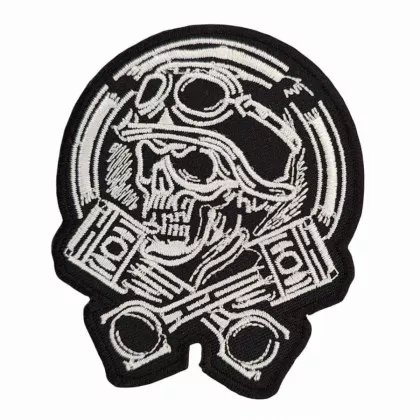 Gestickter Aufnäher | Aufbügler Skull & Pistons