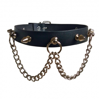 Leather Collar Choker Killer Studs & Chains