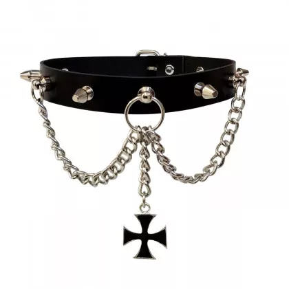 Halsband Choker Killernieten & Eisernes Kreuz