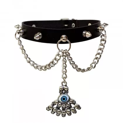 Halsband Choker Killernieten & Totenköpfe