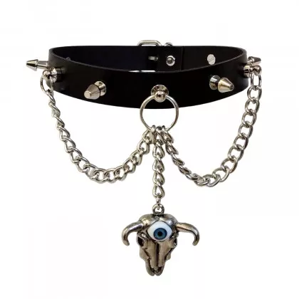 Halsband Choker Killernieten & Bullenkopf