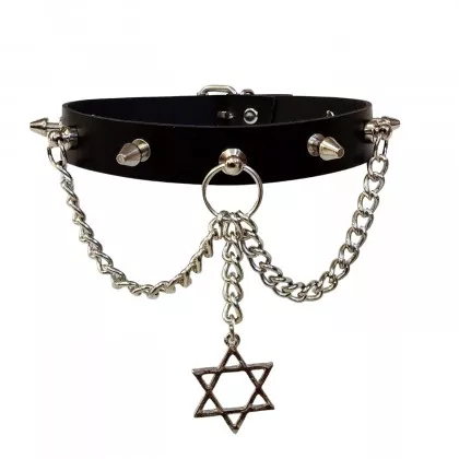 Halsband Choker Killernieten & Davidstern