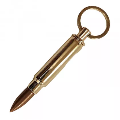 Schlüsselanhänger Flaschenöffner Patrone 7,62 mm Messingfarben