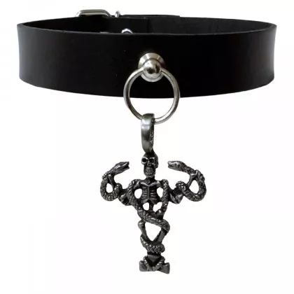 Halsband Choker Schlangen & Totenkopf Skelett