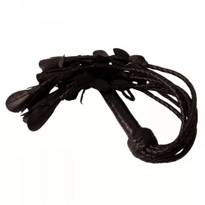 Lederpeitsche Flogger Schwarz mit 9 Rosen
