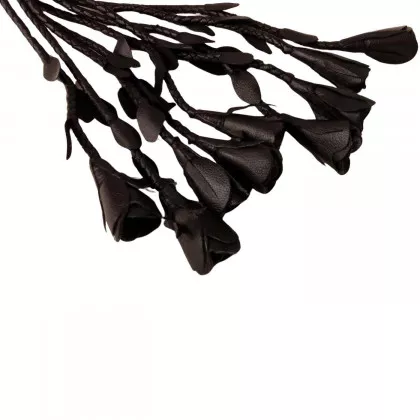 Lederpeitsche Flogger Schwarz mit 9 Rosen