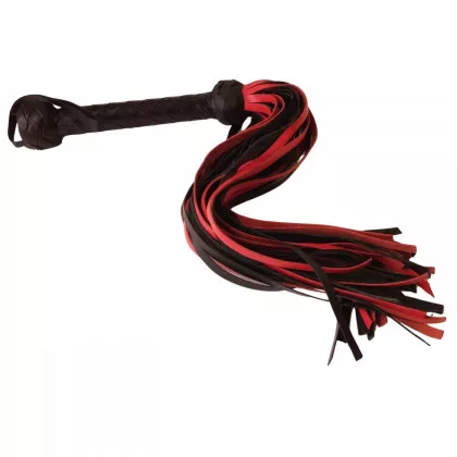 Flogger Schwarz Rot mit 50 Riemen
