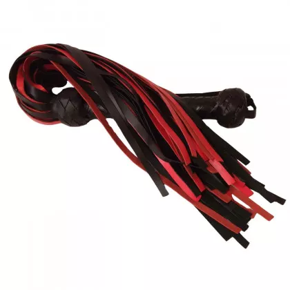 Flogger Schwarz Rot mit 50 Riemen