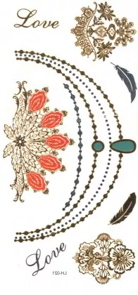 Boho Tattoo Set Gold Silber Halskette