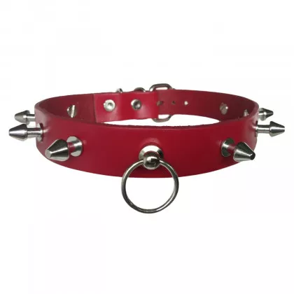 Killernieten Halsband O-Ring Choker in Rot