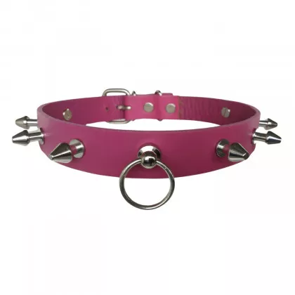Magenta Killernieten Halsband O-Ring Choker