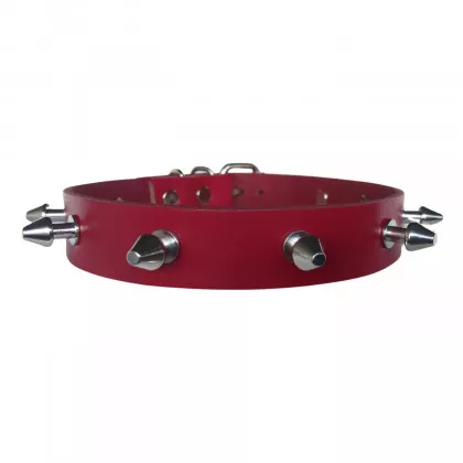 Killernieten Leder Halsband Choker in Rot