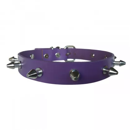 Lila Leder Halsband Choker mit Killernieten