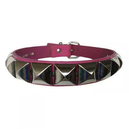 Magenta Pyramidennieten Halsband Choker